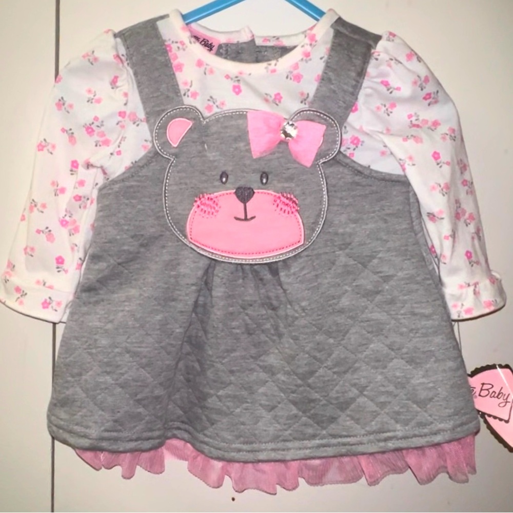 Nannette Girls' Baby Infant Dress with Floral Printed Sleeves